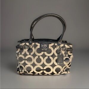 Coach Madison Canvas Art Black gray Satchel Handbag